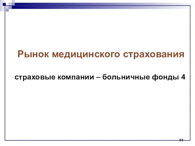 Рынок медицинского страхования 4 страховые компании – больничные фонды