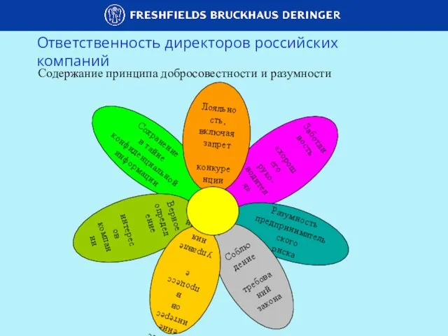 Сохранение в тайне конфиденциальной информации Ответственность директоров российских компаний Содержание принципа добросовестности