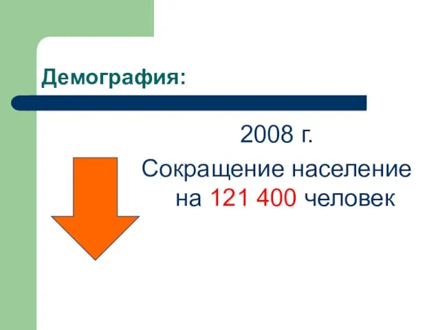 Демография: 2008 г. Сокращение население на 121 400 человек