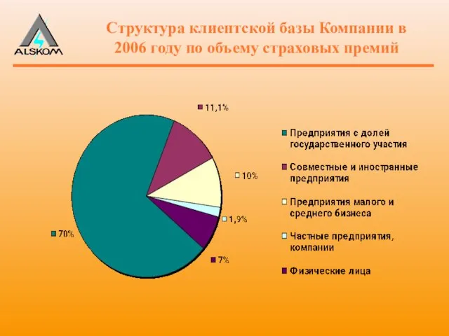 Структура клиентской базы Компании в 2006 году по объему страховых премий