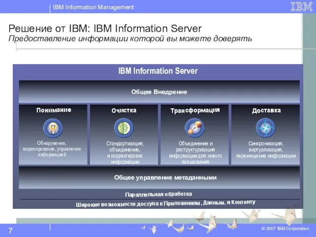 Решение от IBM: IBM Information Server Предоставление информации которой вы можете доверять
