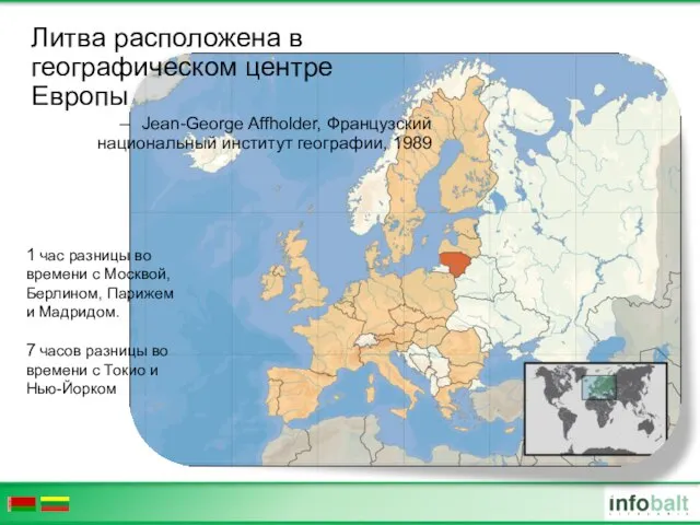 Литва расположена в географическом центре Европы Jean-George Affholder, Французский национальный институт географии,