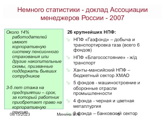 08/15/2023 Минина В.Н. Немного статистики - доклад Ассоциации менеджеров России - 2007