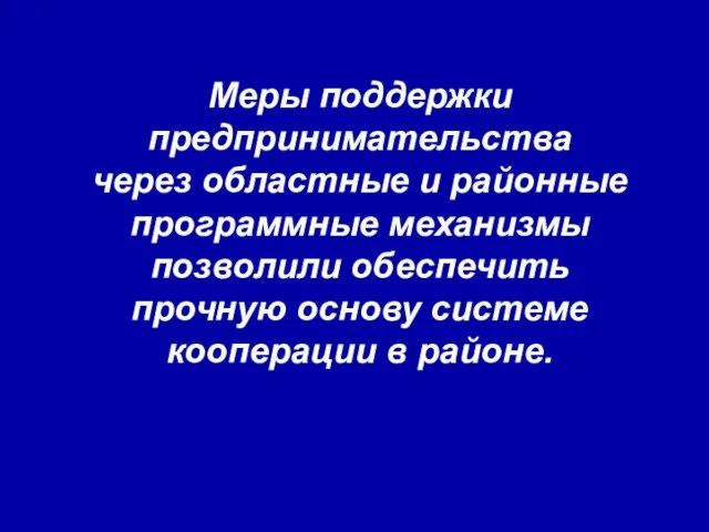 Меры поддержки предпринимательства через областные и районные программные механизмы позволили обеспечить прочную