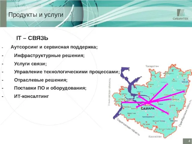 Продукты и услуги IT – СВЯЗЬ САМАРА - Аутсорсинг и сервисная поддержка;