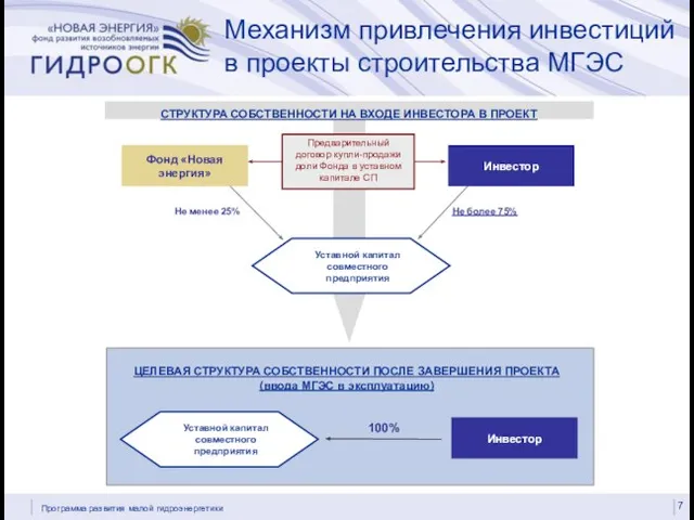 Уставной капитал совместного предприятия Не более 75% 100% ЦЕЛЕВАЯ СТРУКТУРА СОБСТВЕННОСТИ ПОСЛЕ