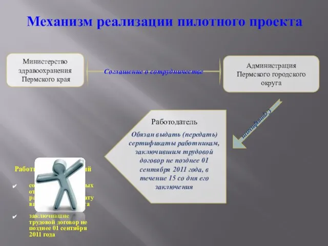 Механизм реализации пилотного проекта Работники учреждений состоящие в трудовых отношениях с работодателем