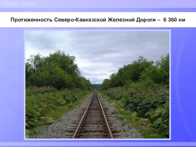 AS ESchool Протяженность Северо-Кавказской Железной Дороги – 6 360 км СКЖД сейчас