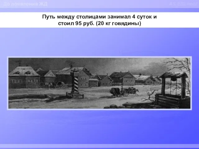 AS ESchool Путь между столицами занимал 4 суток и стоил 95 руб.