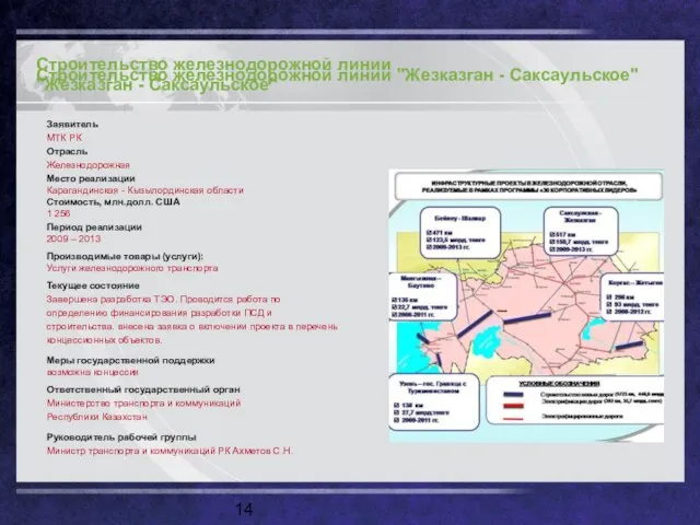 Строительство железнодорожной линии "Жезказган - Саксаульское" Строительство железнодорожной линии "Жезказган - Саксаульское"