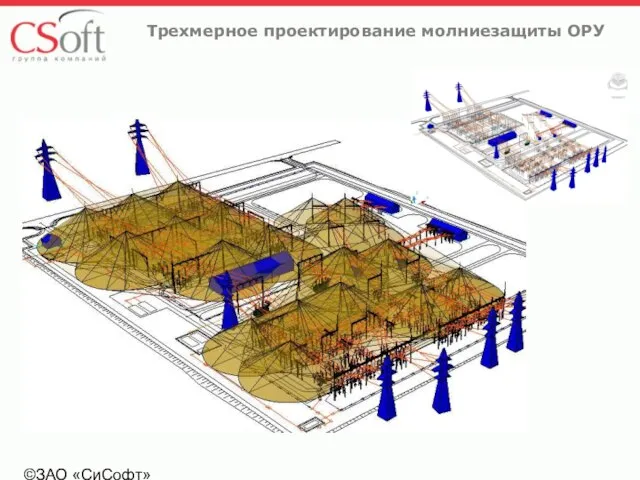 ©ЗАО «СиСофт» Трехмерное проектирование молниезащиты ОРУ