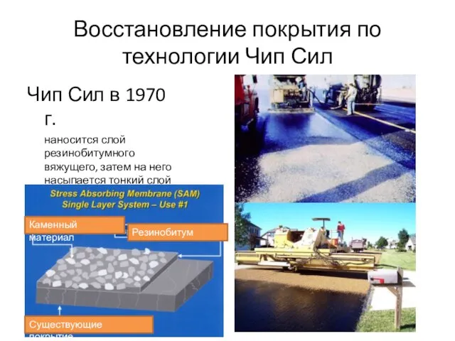 Восстановление покрытия по технологии Чип Сил Чип Сил в 1970 г. наносится