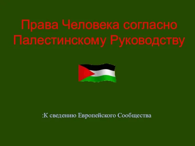 Права Человека согласно Палестинскому Руководству К сведению Европейского Сообщества: