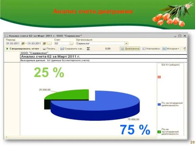 Анализ счета диаграмма 25 % 75 %