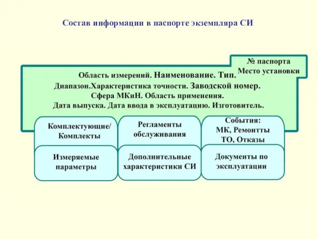 Состав информации в паспорте экземпляра СИ