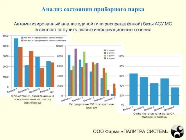 Анализ состояния приборного парка ООО Фирма «ПАЛИТРА СИСТЕМ» Автоматизированный анализ единой (или