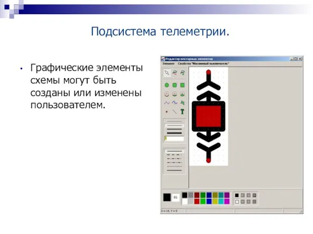 Графические элементы схемы могут быть созданы или изменены пользователем. Подсистема телеметрии.