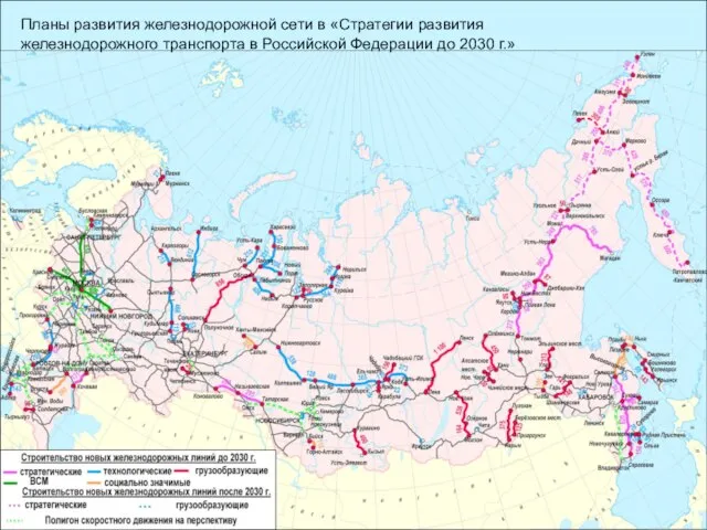 Планы развития железнодорожной сети в «Стратегии развития железнодорожного транспорта в Российской Федерации до 2030 г.»