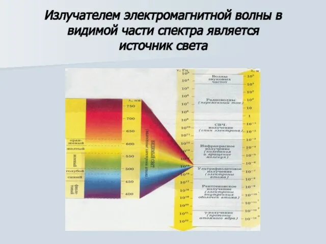 Излучателем электромагнитной волны в видимой части спектра является источник света