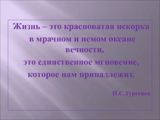 Жизнь – это красноватая искорка в мрачном и немом океане вечности, это