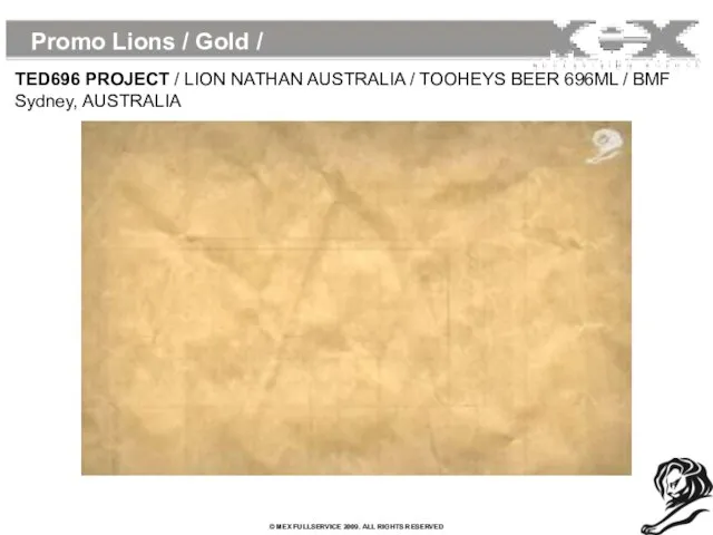 Promo Lions / Gold / TED696 PROJECT / LION NATHAN AUSTRALIA /