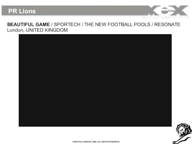 PR Lions BEAUTIFUL GAME / SPORTECH / THE NEW FOOTBALL POOLS / RESONATE London, UNITED KINGDOM