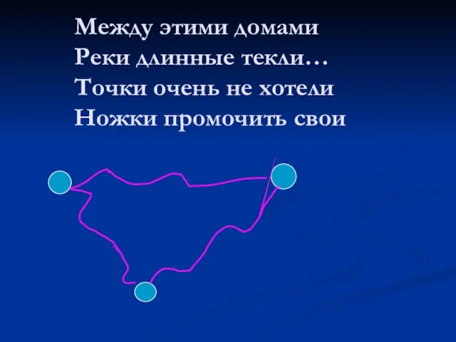 Между этими домами Реки длинные текли… Точки очень не хотели Ножки промочить свои