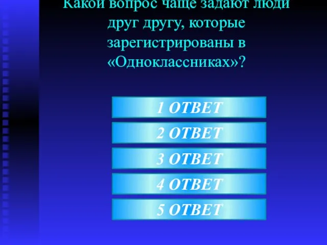 Какой вопрос чаще задают люди друг другу, которые зарегистрированы в «Одноклассниках»? 2