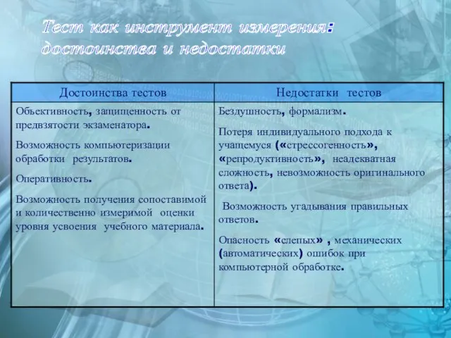 Тест как инструмент измерения: достоинства и недостатки