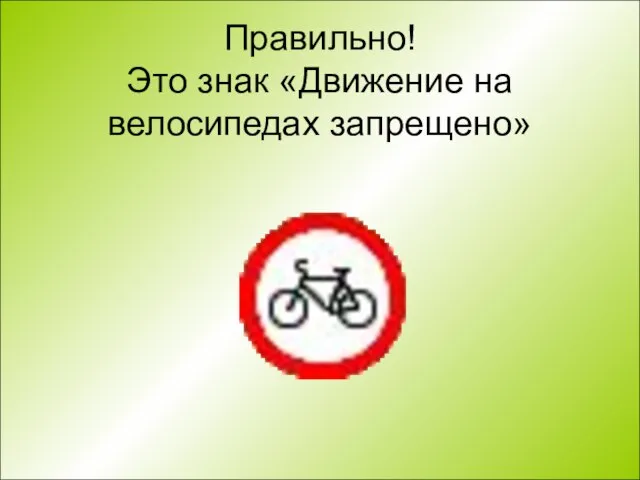 Правильно! Это знак «Движение на велосипедах запрещено»