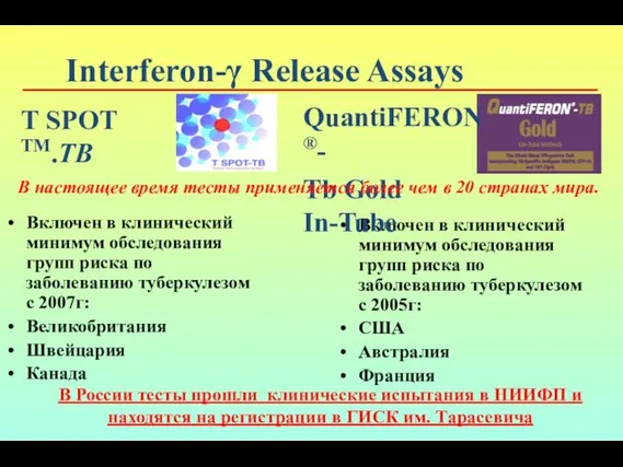 Interferon-γ Release Assays Включен в клинический минимум обследования групп риска по заболеванию