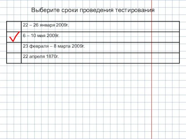 Выберите сроки проведения тестирования