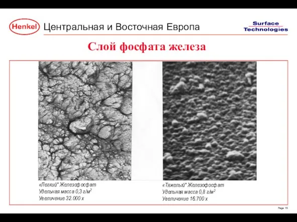 «Легкий" Железофосфат Удельная масса 0,3 г/м2 Увеличение 32.000 x «Тяжелый" Железофосфат Удельная