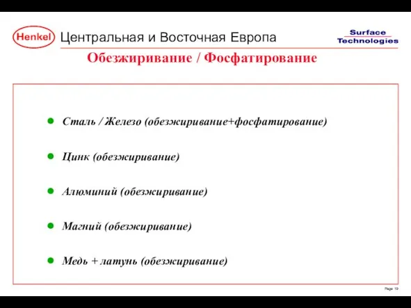 Сталь / Железо (обезжиривание+фосфатирование) Цинк (обезжиривание) Алюминий (обезжиривание) Магний (обезжиривание) Медь +