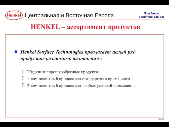 HENKEL – ассортимент продуктов Henkel Surface Technologies предлагает целый ряд продуктов различного