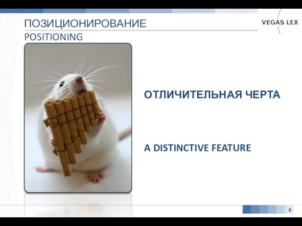 ПОЗИЦИОНИРОВАНИЕ POSITIONING ОТЛИЧИТЕЛЬНАЯ ЧЕРТА A DISTINCTIVE FEATURE 6