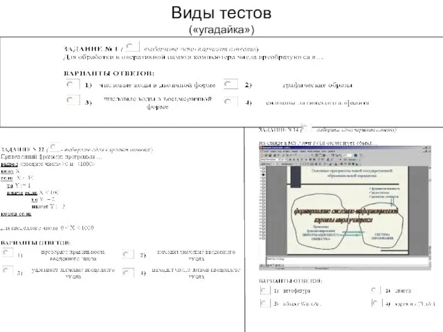 Виды тестов («угадайка»)