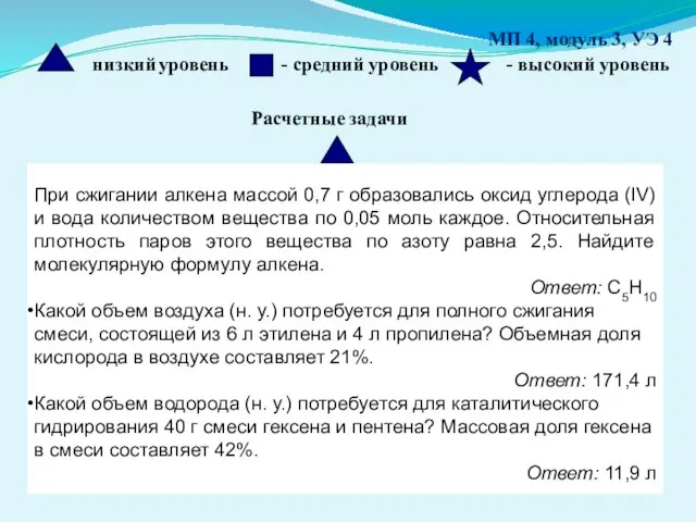 МП 4, модуль 3, УЭ 4 - низкий уровень - средний уровень