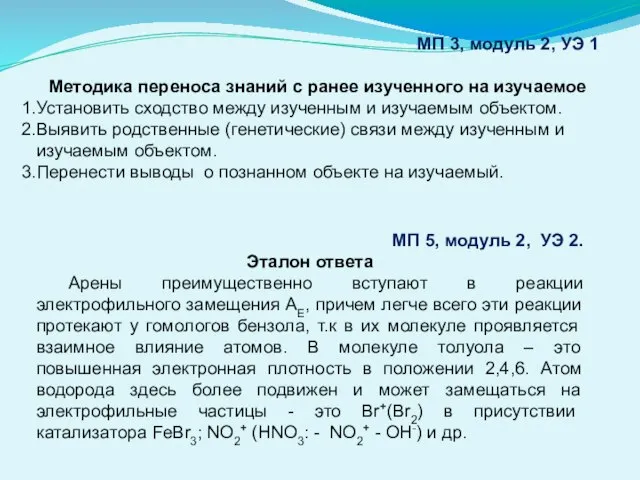 МП 3, модуль 2, УЭ 1 Методика переноса знаний с ранее изученного