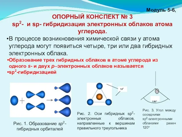 Модуль 5-6, ОПОРНЫЙ КОНСПЕКТ № 3 sp2- и sp- гибридизация электронных облаков