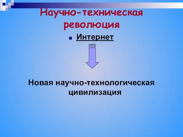 Научно-техническая революция Интернет Новая научно-технологическая цивилизация