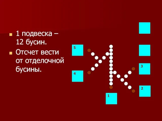 1 подвеска – 12 бусин. Отсчет вести от отделочной бусины.