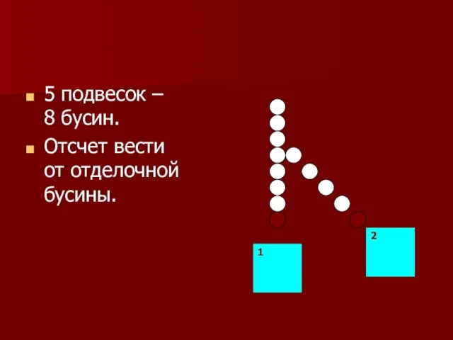 5 подвесок – 8 бусин. Отсчет вести от отделочной бусины.