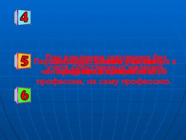 Под влиянием окружения без учета собственных желаний. Отождествление учебного предмета с профессией.