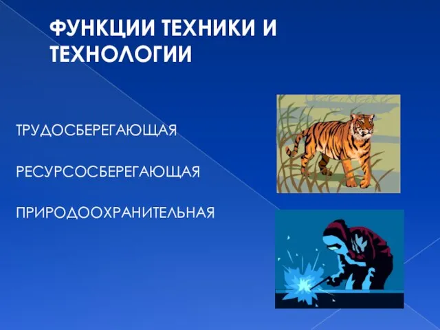 ФУНКЦИИ ТЕХНИКИ И ТЕХНОЛОГИИ ТРУДОСБЕРЕГАЮЩАЯ РЕСУРСОСБЕРЕГАЮЩАЯ ПРИРОДООХРАНИТЕЛЬНАЯ