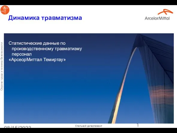 08/15/2023 Динамика травматизма Статистические данные по производственному травматизму персонал «АрсеорМиттал Темиртау»