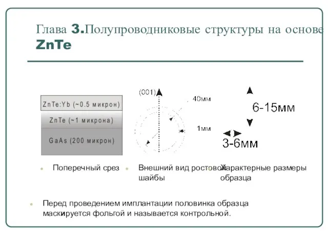 Глава 3.Полупроводниковые структуры на основе ZnTe Поперечный срез Внешний вид ростовой шайбы