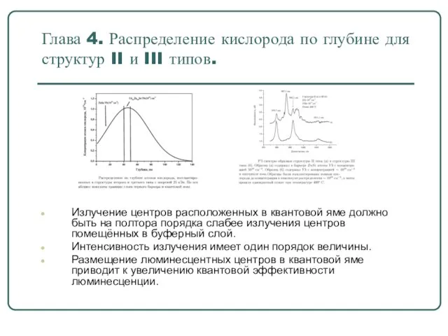 Глава 4. Распределение кислорода по глубине для структур II и III типов.