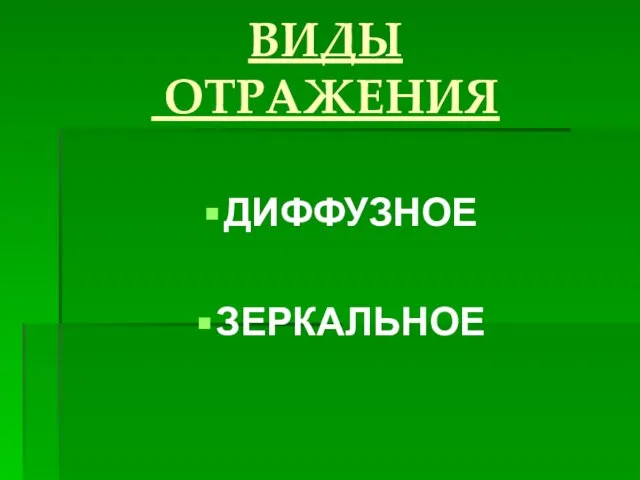 ВИДЫ ОТРАЖЕНИЯ ДИФФУЗНОЕ ЗЕРКАЛЬНОЕ