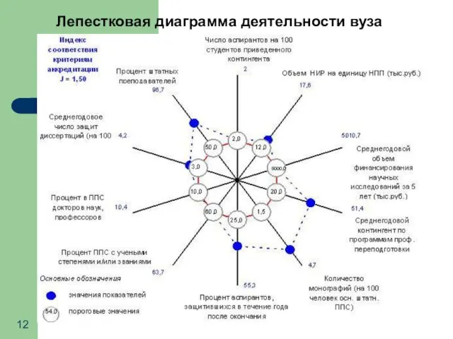 Лепестковая диаграмма деятельности вуза